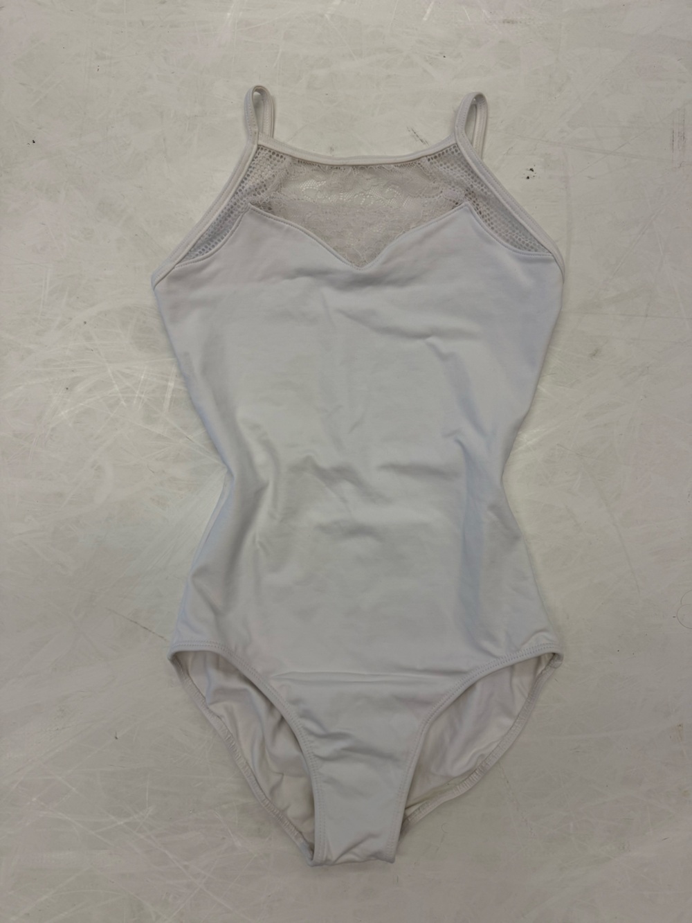 So Danca White Lace-Trim leotard